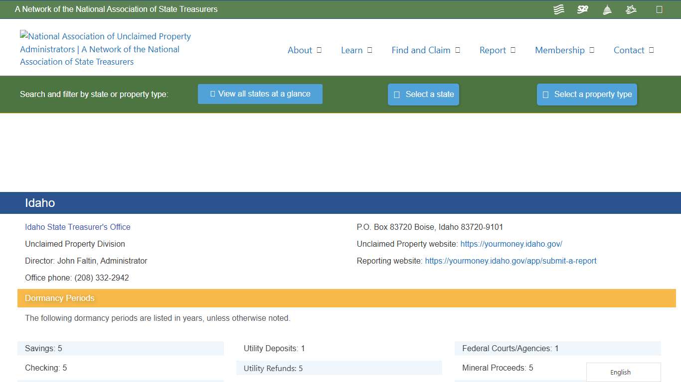 Idaho – National Association of Unclaimed Property Administrators (NAUPA)